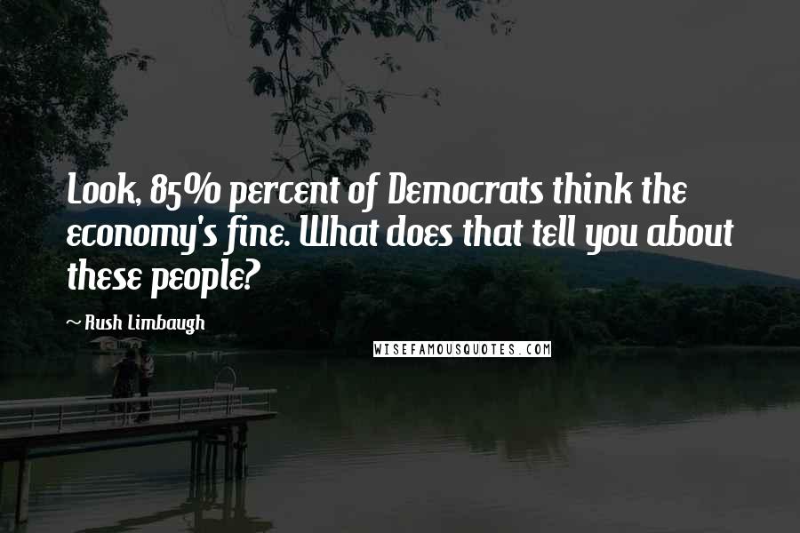 Rush Limbaugh Quotes: Look, 85% percent of Democrats think the economy's fine. What does that tell you about these people?