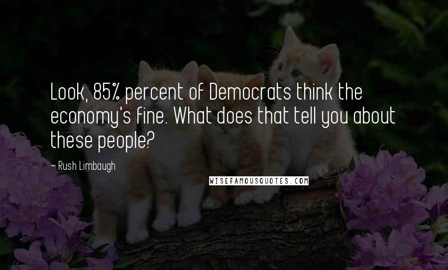 Rush Limbaugh Quotes: Look, 85% percent of Democrats think the economy's fine. What does that tell you about these people?