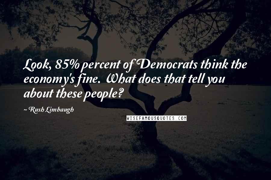 Rush Limbaugh Quotes: Look, 85% percent of Democrats think the economy's fine. What does that tell you about these people?