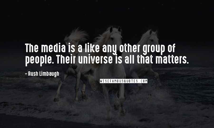 Rush Limbaugh Quotes: The media is a like any other group of people. Their universe is all that matters.