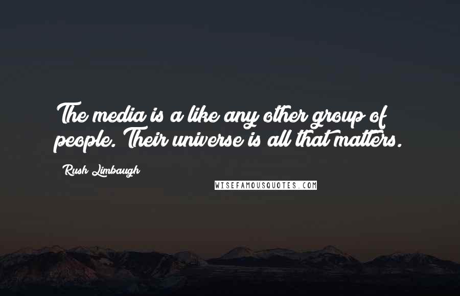 Rush Limbaugh Quotes: The media is a like any other group of people. Their universe is all that matters.