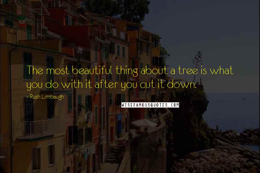 Rush Limbaugh Quotes: The most beautiful thing about a tree is what you do with it after you cut it down.