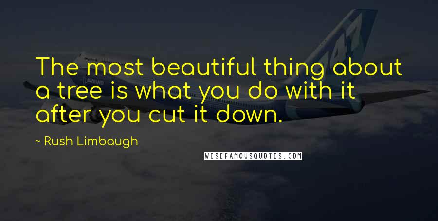 Rush Limbaugh Quotes: The most beautiful thing about a tree is what you do with it after you cut it down.