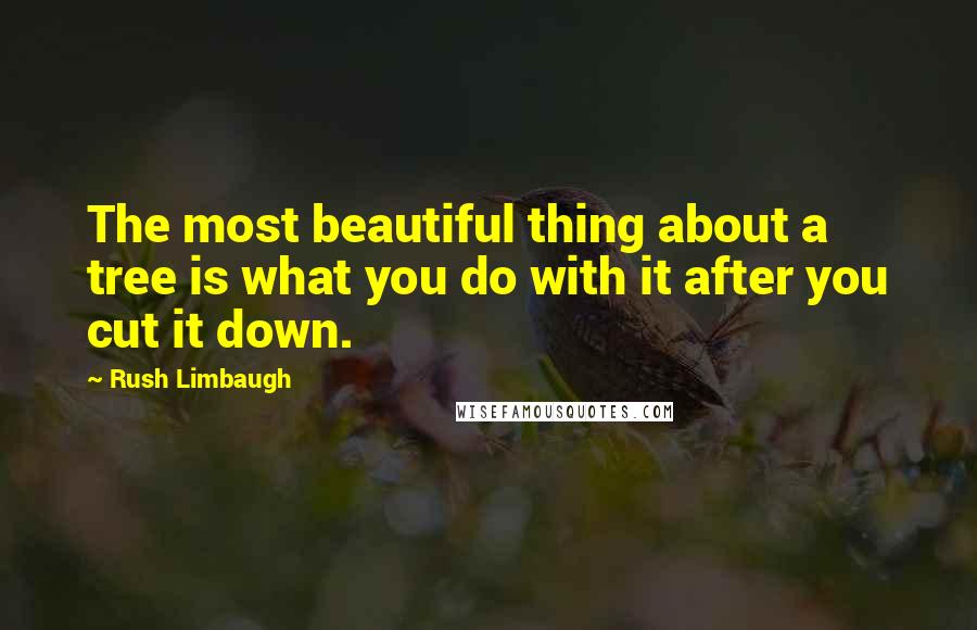 Rush Limbaugh Quotes: The most beautiful thing about a tree is what you do with it after you cut it down.