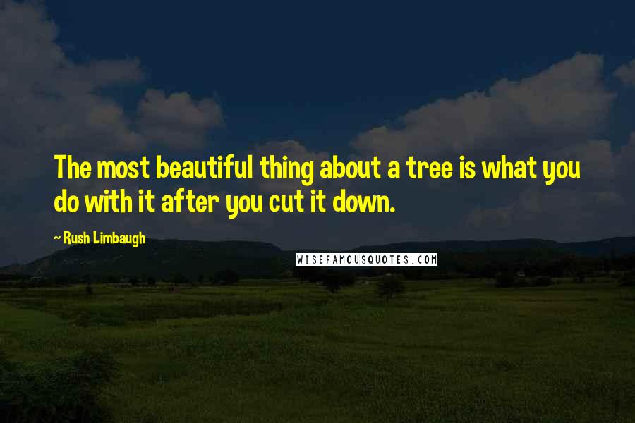 Rush Limbaugh Quotes: The most beautiful thing about a tree is what you do with it after you cut it down.