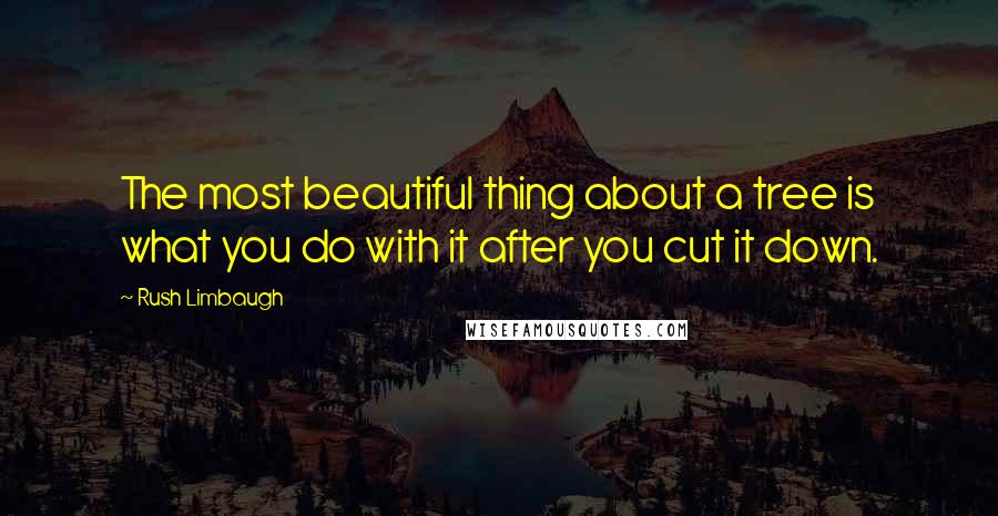 Rush Limbaugh Quotes: The most beautiful thing about a tree is what you do with it after you cut it down.