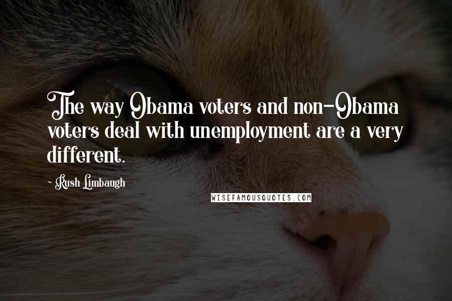 Rush Limbaugh Quotes: The way Obama voters and non-Obama voters deal with unemployment are a very different.