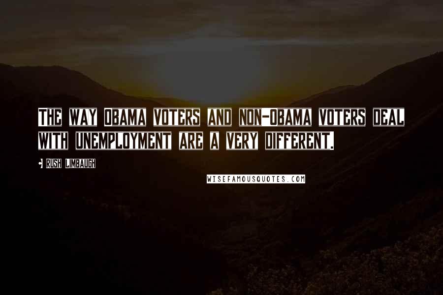 Rush Limbaugh Quotes: The way Obama voters and non-Obama voters deal with unemployment are a very different.