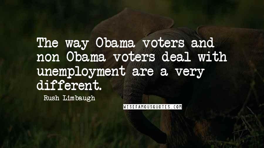 Rush Limbaugh Quotes: The way Obama voters and non-Obama voters deal with unemployment are a very different.