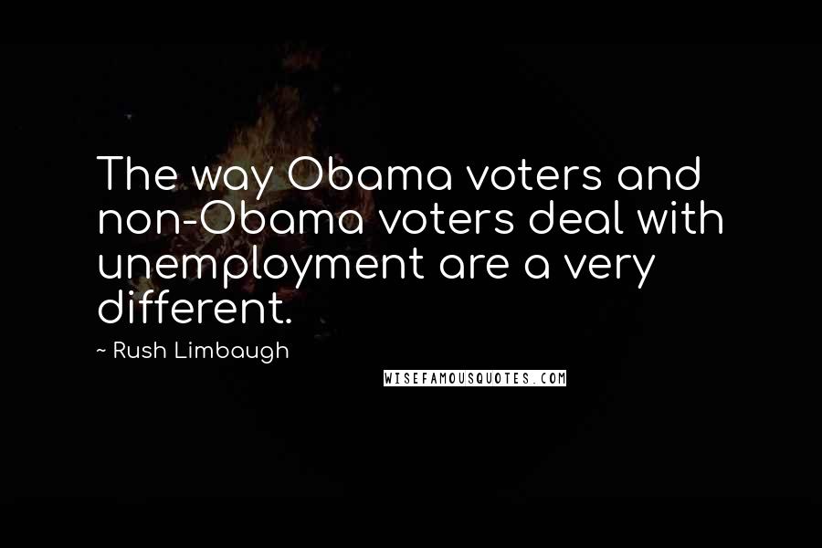 Rush Limbaugh Quotes: The way Obama voters and non-Obama voters deal with unemployment are a very different.