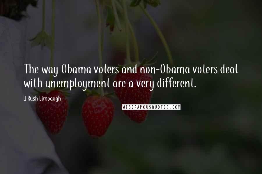 Rush Limbaugh Quotes: The way Obama voters and non-Obama voters deal with unemployment are a very different.