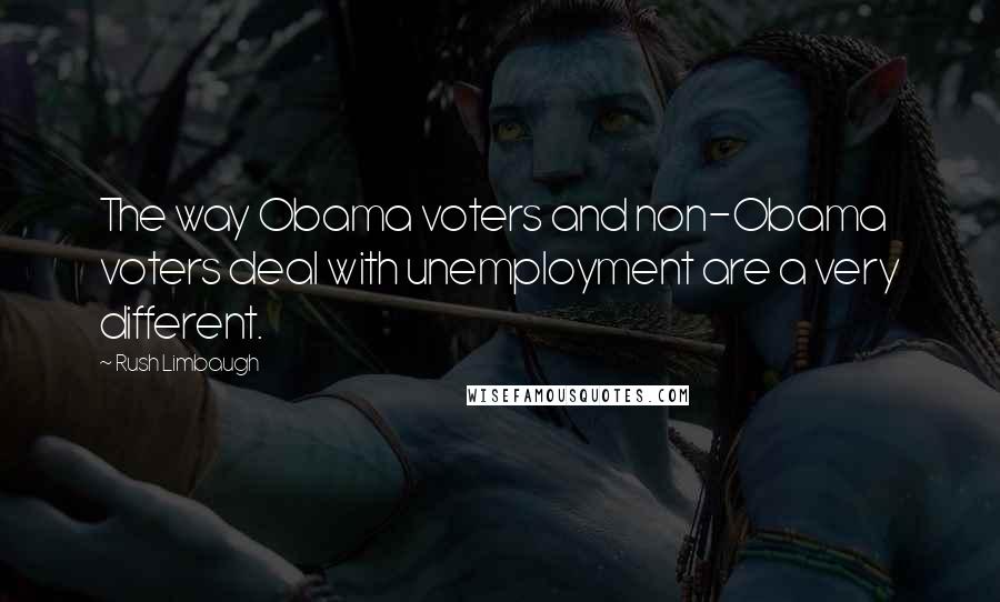 Rush Limbaugh Quotes: The way Obama voters and non-Obama voters deal with unemployment are a very different.