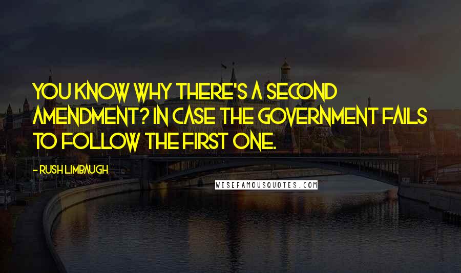 Rush Limbaugh Quotes: You know why there's a Second Amendment? In case the government fails to follow the first one.