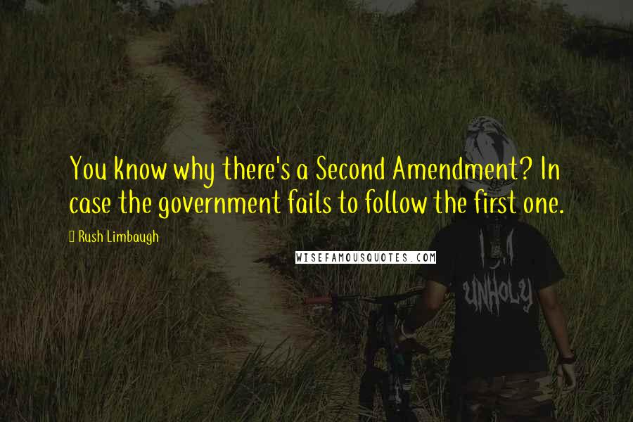 Rush Limbaugh Quotes: You know why there's a Second Amendment? In case the government fails to follow the first one.