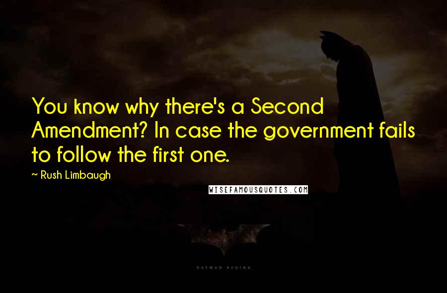 Rush Limbaugh Quotes: You know why there's a Second Amendment? In case the government fails to follow the first one.