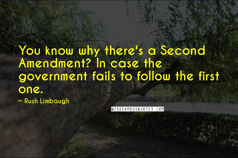 Rush Limbaugh Quotes: You know why there's a Second Amendment? In case the government fails to follow the first one.