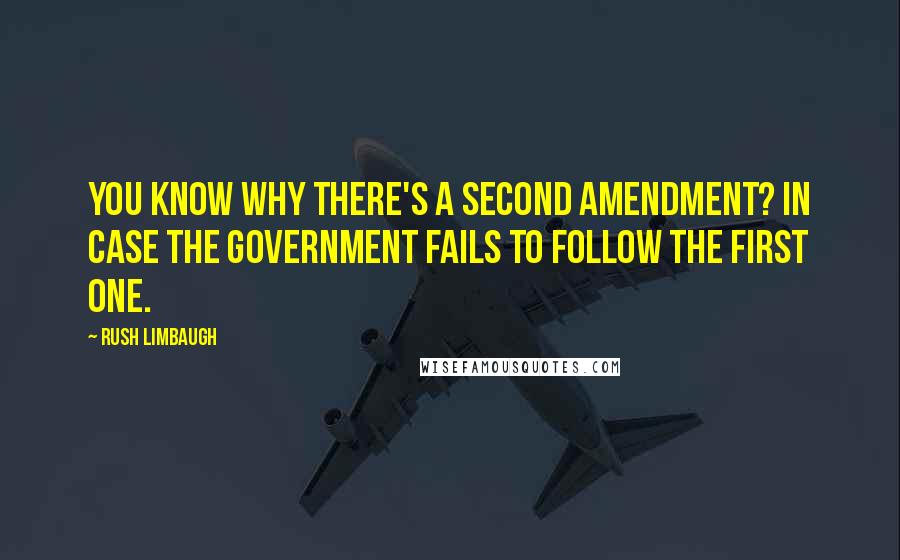 Rush Limbaugh Quotes: You know why there's a Second Amendment? In case the government fails to follow the first one.