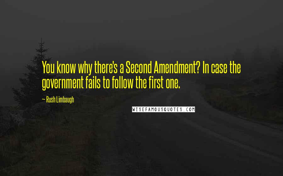 Rush Limbaugh Quotes: You know why there's a Second Amendment? In case the government fails to follow the first one.