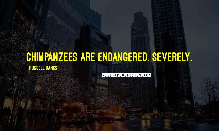 Russell Banks Quotes: Chimpanzees are endangered. Severely.