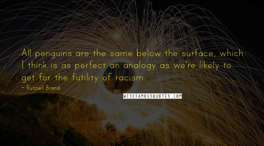 Russell Brand Quotes: All penguins are the same below the surface, which I think is as perfect an analogy as we're likely to get for the futility of racism.