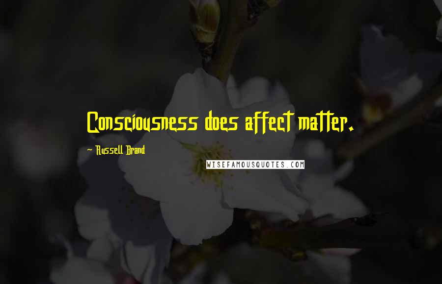 Russell Brand Quotes: Consciousness does affect matter.