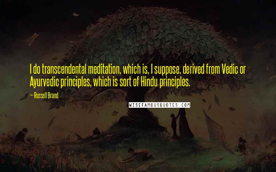 Russell Brand Quotes: I do transcendental meditation, which is, I suppose, derived from Vedic or Ayurvedic principles, which is sort of Hindu principles.