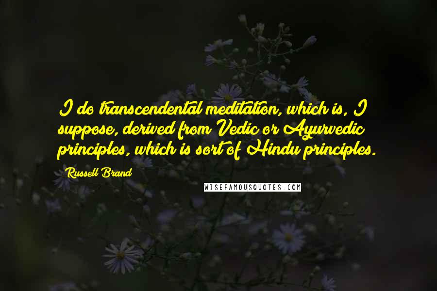 Russell Brand Quotes: I do transcendental meditation, which is, I suppose, derived from Vedic or Ayurvedic principles, which is sort of Hindu principles.