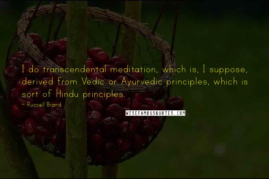 Russell Brand Quotes: I do transcendental meditation, which is, I suppose, derived from Vedic or Ayurvedic principles, which is sort of Hindu principles.