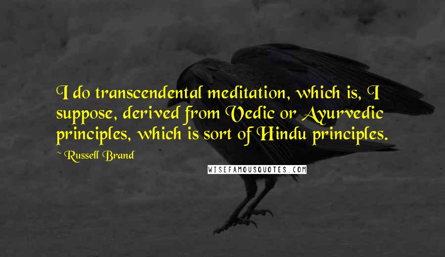 Russell Brand Quotes: I do transcendental meditation, which is, I suppose, derived from Vedic or Ayurvedic principles, which is sort of Hindu principles.