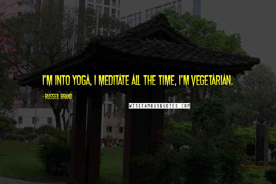 Russell Brand Quotes: I'm into yoga, I meditate all the time, I'm vegetarian.
