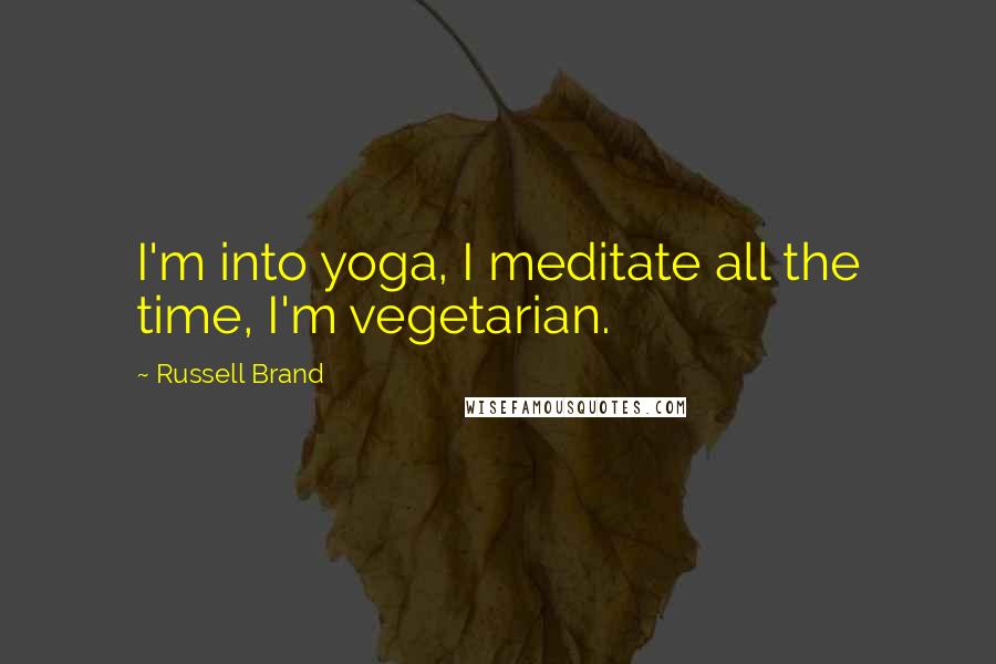 Russell Brand Quotes: I'm into yoga, I meditate all the time, I'm vegetarian.