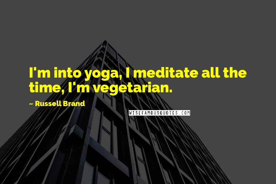 Russell Brand Quotes: I'm into yoga, I meditate all the time, I'm vegetarian.