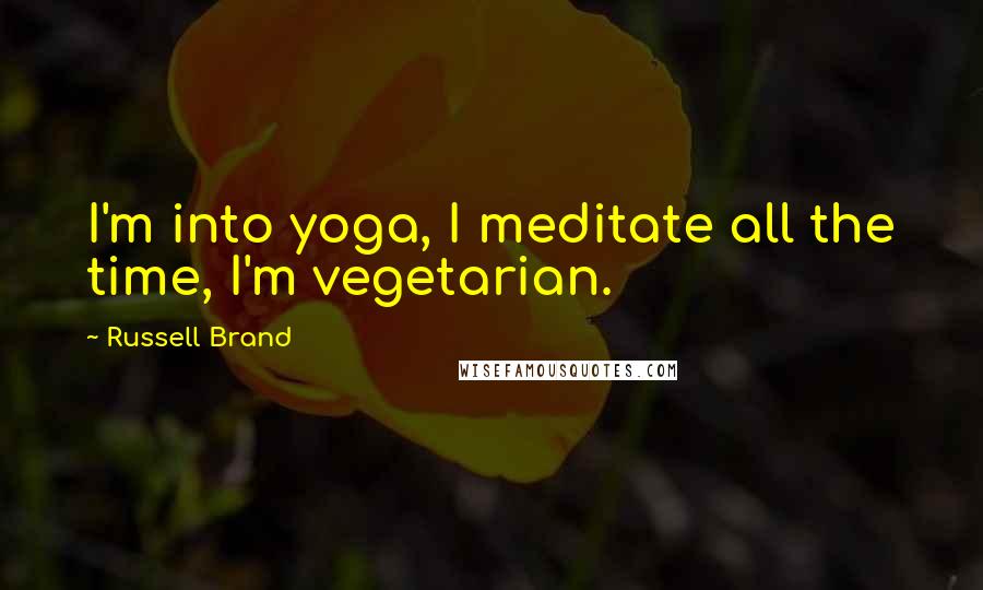 Russell Brand Quotes: I'm into yoga, I meditate all the time, I'm vegetarian.