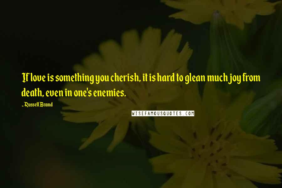 Russell Brand Quotes: If love is something you cherish, it is hard to glean much joy from death, even in one's enemies.