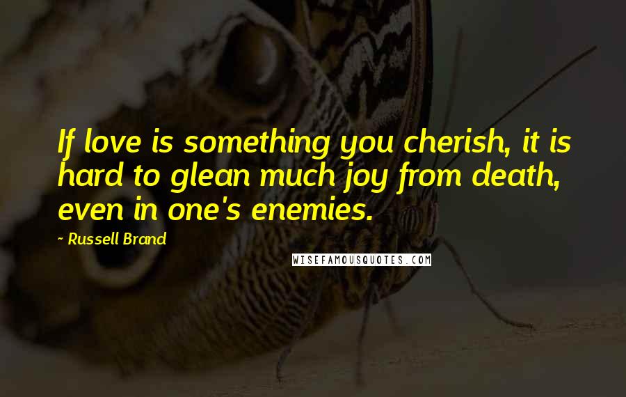 Russell Brand Quotes: If love is something you cherish, it is hard to glean much joy from death, even in one's enemies.