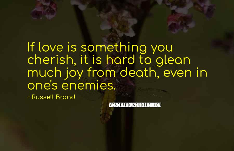 Russell Brand Quotes: If love is something you cherish, it is hard to glean much joy from death, even in one's enemies.