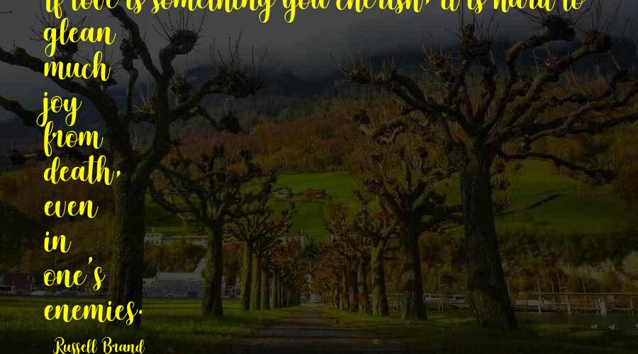 Russell Brand Quotes: If love is something you cherish, it is hard to glean much joy from death, even in one's enemies.