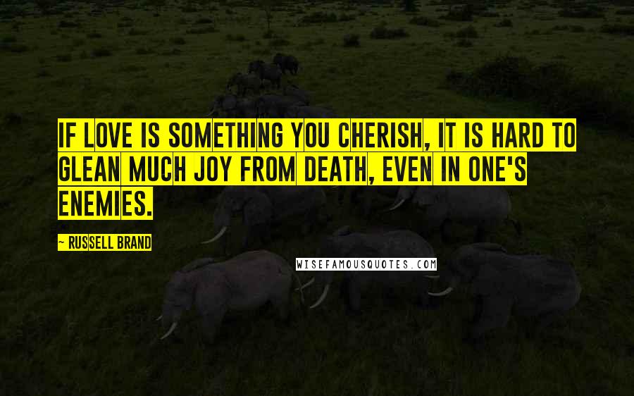 Russell Brand Quotes: If love is something you cherish, it is hard to glean much joy from death, even in one's enemies.