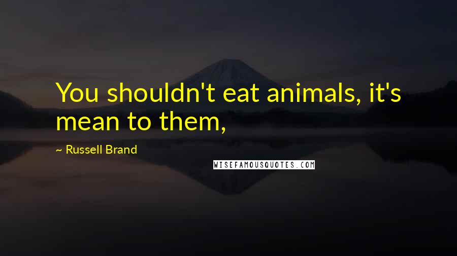 Russell Brand Quotes: You shouldn't eat animals, it's mean to them,