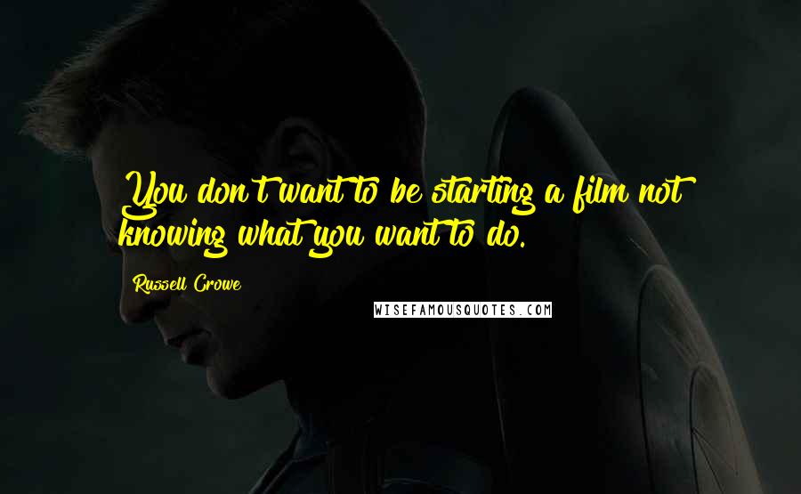 Russell Crowe Quotes: You don't want to be starting a film not knowing what you want to do.