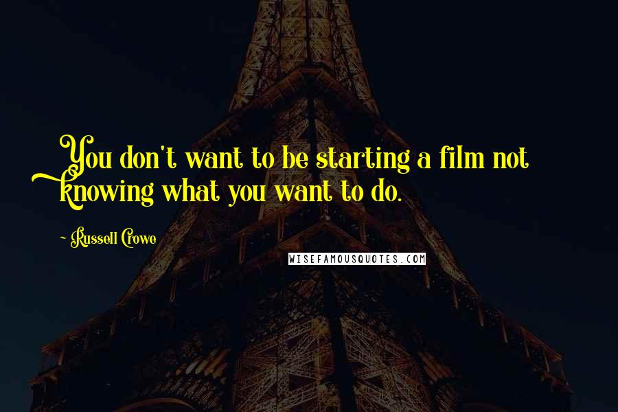 Russell Crowe Quotes: You don't want to be starting a film not knowing what you want to do.