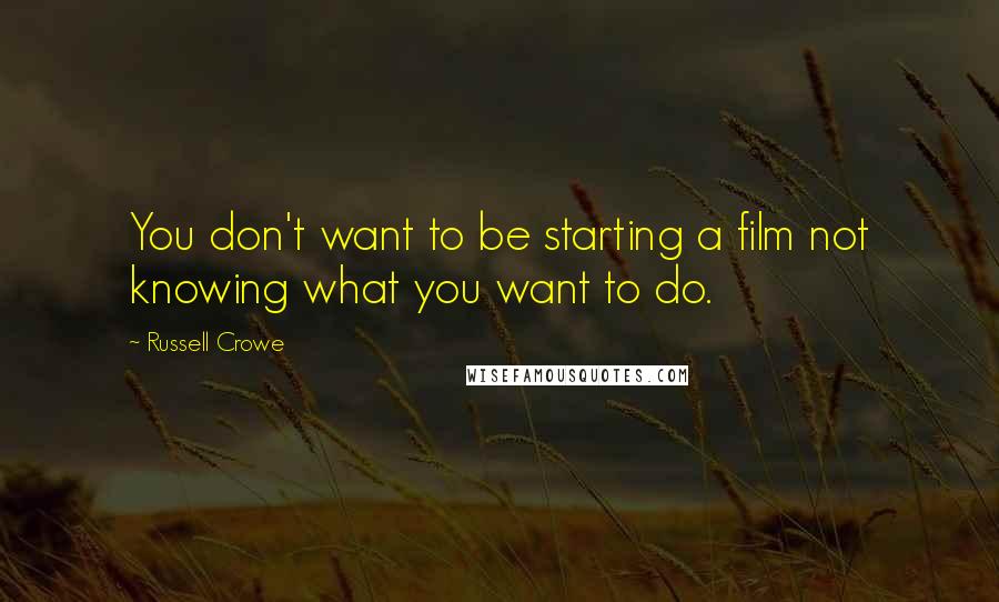 Russell Crowe Quotes: You don't want to be starting a film not knowing what you want to do.