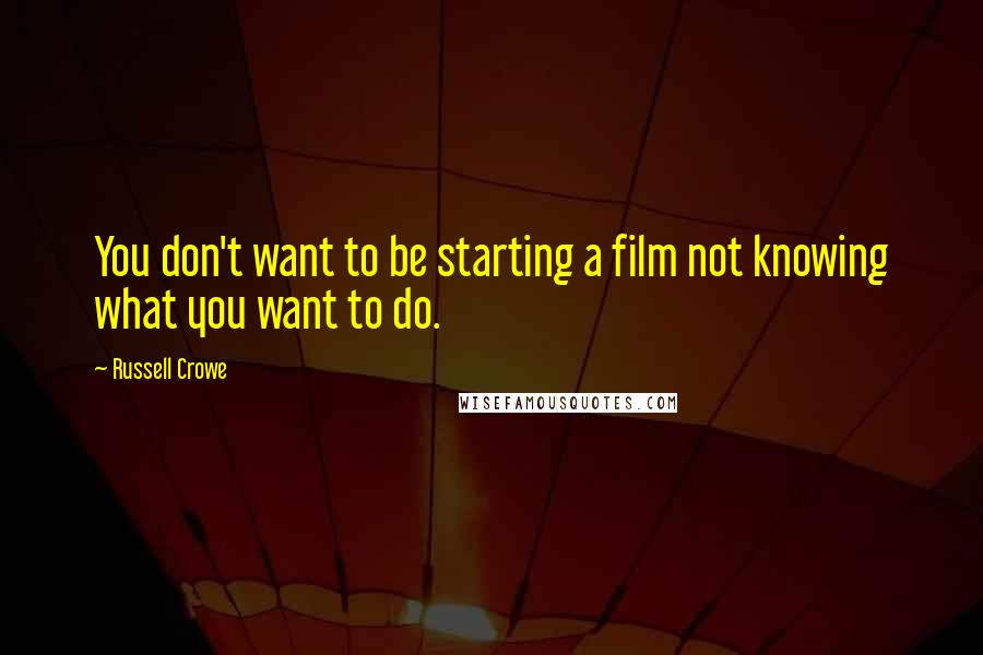 Russell Crowe Quotes: You don't want to be starting a film not knowing what you want to do.