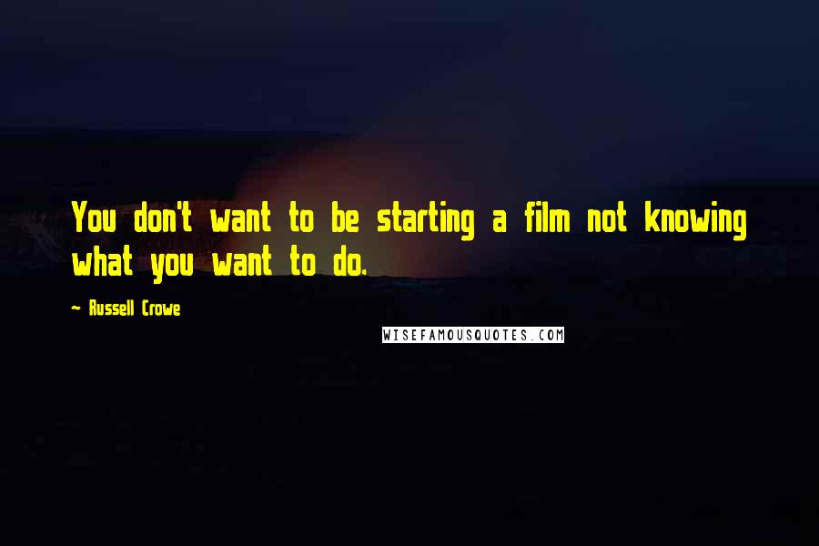 Russell Crowe Quotes: You don't want to be starting a film not knowing what you want to do.