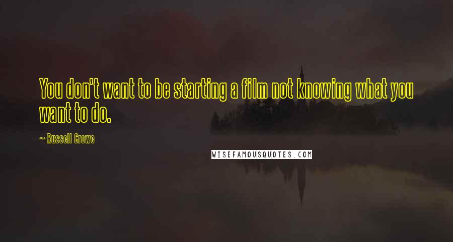 Russell Crowe Quotes: You don't want to be starting a film not knowing what you want to do.