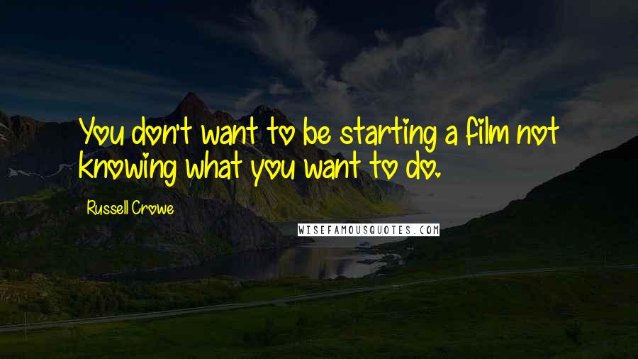 Russell Crowe Quotes: You don't want to be starting a film not knowing what you want to do.