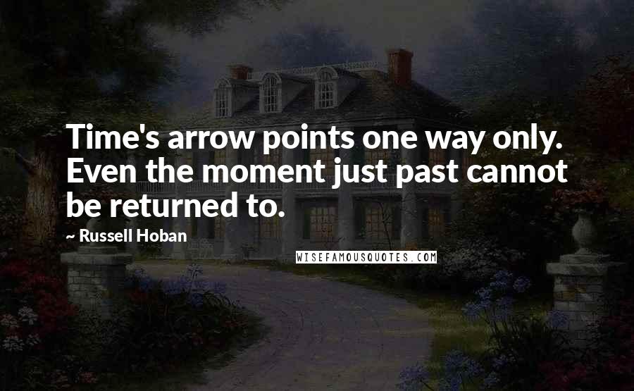 Russell Hoban Quotes: Time's arrow points one way only. Even the moment just past cannot be returned to.