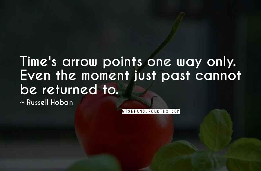 Russell Hoban Quotes: Time's arrow points one way only. Even the moment just past cannot be returned to.