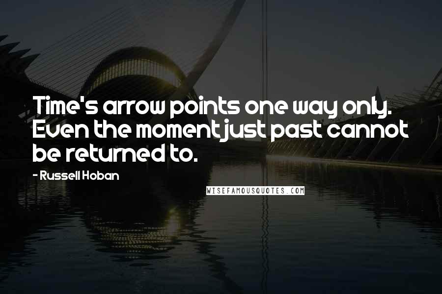 Russell Hoban Quotes: Time's arrow points one way only. Even the moment just past cannot be returned to.