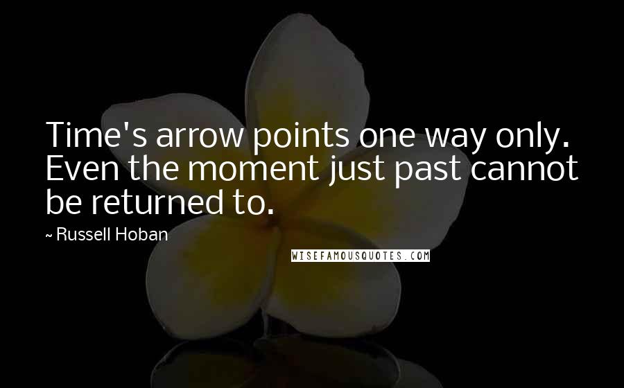 Russell Hoban Quotes: Time's arrow points one way only. Even the moment just past cannot be returned to.